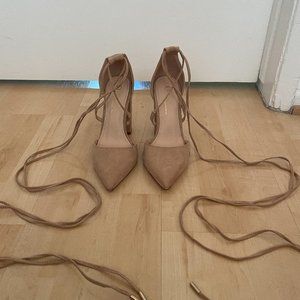 Nude Lace Up Heels - Worn Once